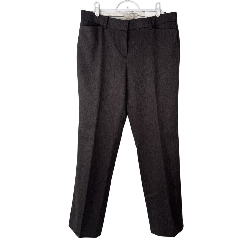 Ann Taylor LOFT Marisa Straight Trouser Pants Women's 10 Petite Heather Brown